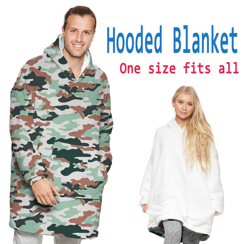 

Casual Hoodie deken Oversized Blanket Hoodie Warm Winter Home Flannel Hooded Loose Blanket Wrap Wearable with Pocket