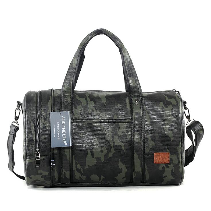 

Factory wholesale men bag Camo high-capacity portable satchel leisure travel bags Korean fashion camouflage leather handbag, Black