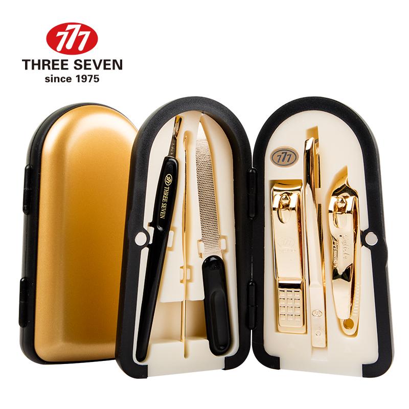 

THREE SEVEN/777 6Pcs Set Luxury Manicure Nail Clippers Trimmers Kit 14K Gold-plated Professional Pedicure Care Tools Gifts