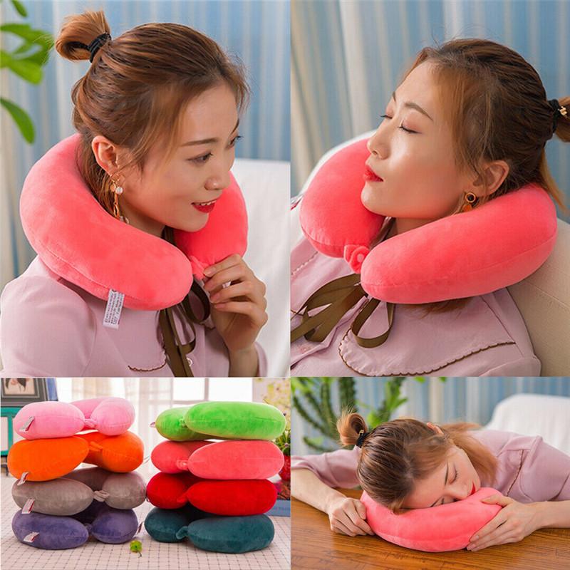 

U-shaped Neck Support Pillow Work Head Rest Travel Pad Airplane Sleep Headrest Cushion Comfortable Sleep Pillows Random Color