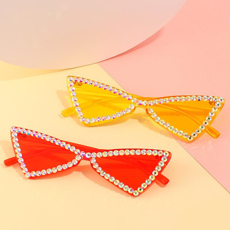 

Sexy Cat Eye Sunglasses Women Rimless Vintage Rhinestone Sun Glasses Female Lady Candy Color 2021 Eyewear Triangle Shades UV400