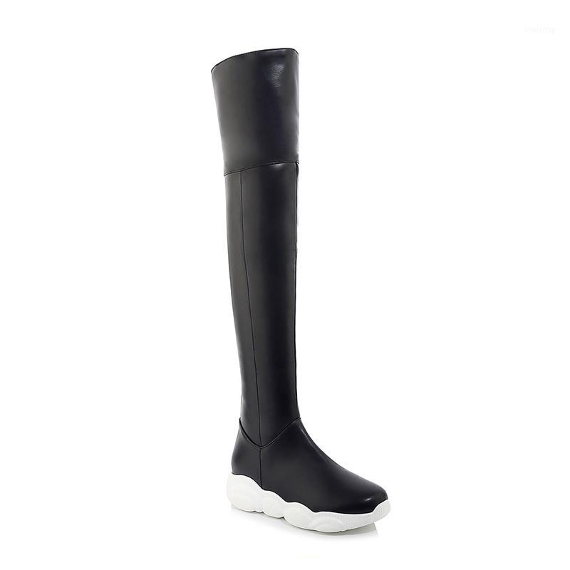 

Women Boots Slim Sexy Over-The-Knee Boots Fashion PU Leather Thigh High Female Winter Bota 20201, Black