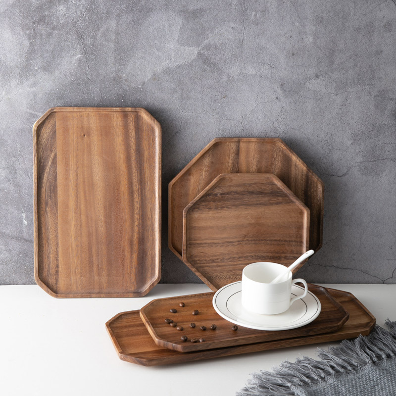 

2021 New Food Wooden Dishes Candy Fruit Saucer Dessert Dinner Bread Wood Storage Plate Tea Tray Zhf7
