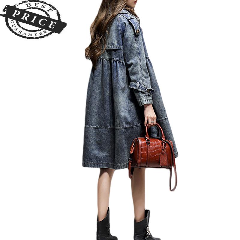 

Denim -6XL Autumn Plus Size Jacket for Women Lapel Loose Coat Female 2021 New High-end Spring Women's Windbreaker Outerwear, As show