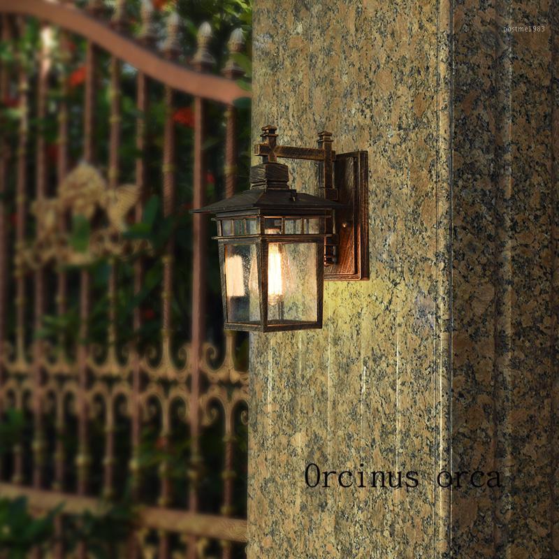 

American antique rain proof iron art wall lamp courtyard living room corridor creative personality outdoor wall lamp1