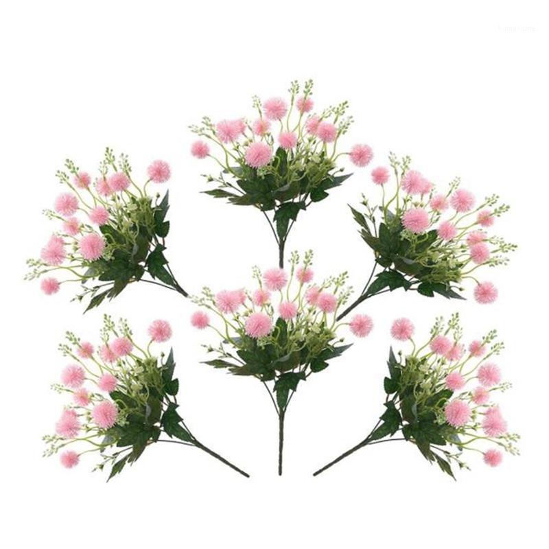 

New-6 Pcs Dandelion Artificial Flower Fake Dandelion Bridal Wedding Plant Bouquet Home Garden Terrace Party Decoration1, Pink