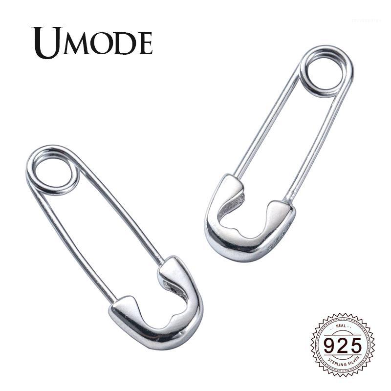 

UMODE New 925 Sterling Silver Hoop Earrings for Women White Gold Simple Geometric Earring Black Paper Clips Jewelry ALE05571