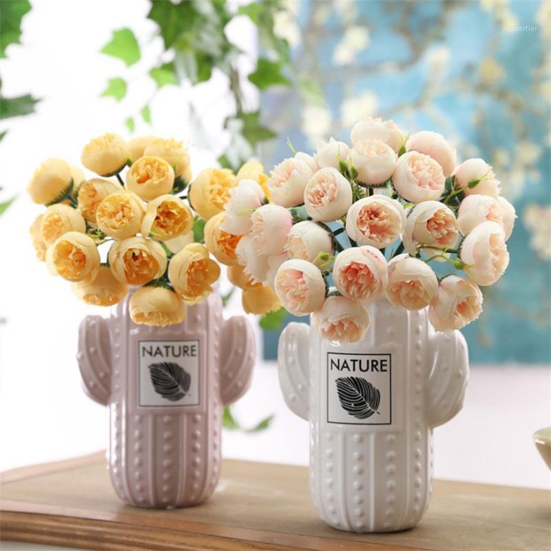 

27 Heads Artificial Silk Rose Flower Bouquet For Home Wedding Hotel Table Arrangement Decoration Cheap Fake Flowers1, Yellow