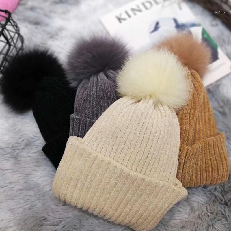 

01912-jinri001 winter warm snow Soft chenille really pompon Skullies Beanies cap men women outdoor leisure hat1