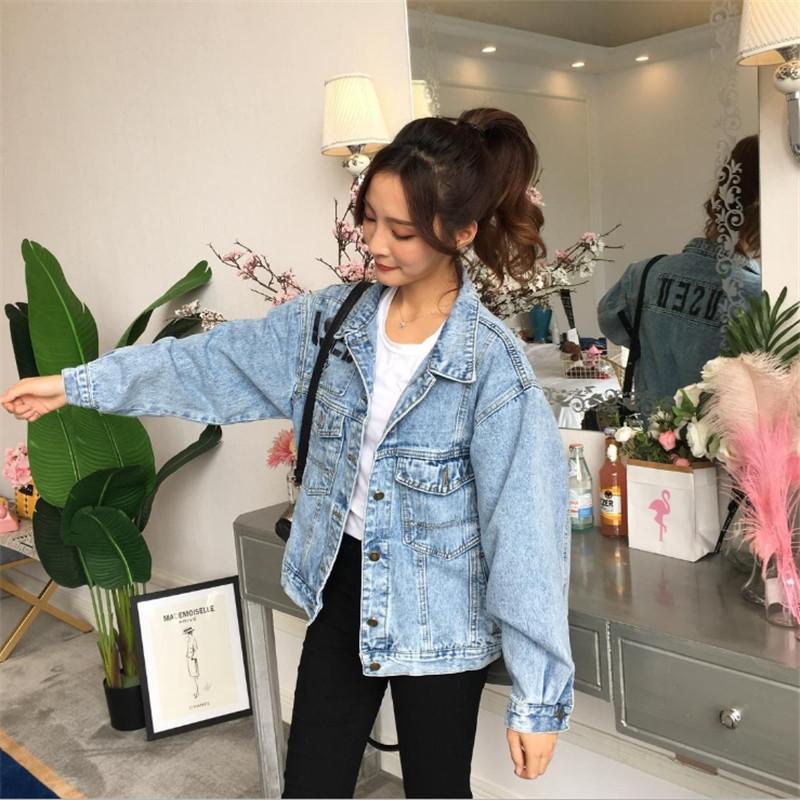

Spring Women Jean Jacket Women Solid Loose Batwing Sleeve Jacket Coat Pattern Fashion for Female Jeans Coat