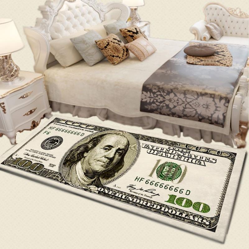 

Creative USA Dollar 3D Printed Carpet Living Room Velvet Area Rug Floor Mat Bedside Hallway Doormat Home Bedroom Rug Decoration, 40x75cm