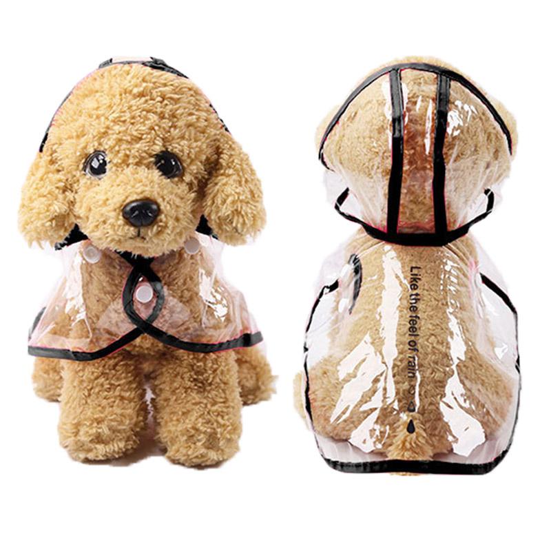 

2XL Small Dog Waterproof Raincoat with Hooded Pets Puppy Transparent Rain Coats Hot Selling Colorful Edges Pet Dogs Clothes, White