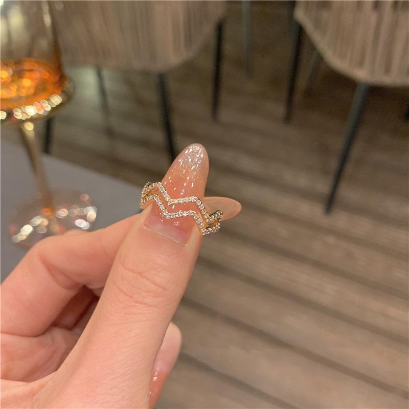 

Cluster Rings 2021 Arrival Women Metal Party Classic Geometric Bridal Sets All Compatible Simple Elegant Korean Jewelry, Golden;silver