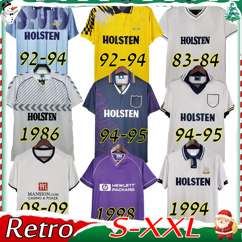 

SHERINGHAM Retro Soccer Jerseys ANDERTON Klinsmann GASCOIGNE Ginola Ferdinand 1978 81 82 83 84 86 88 90 92 94 95 98 2008 09 Tottenhamies Classic Vintage Centenary 1986, 1998