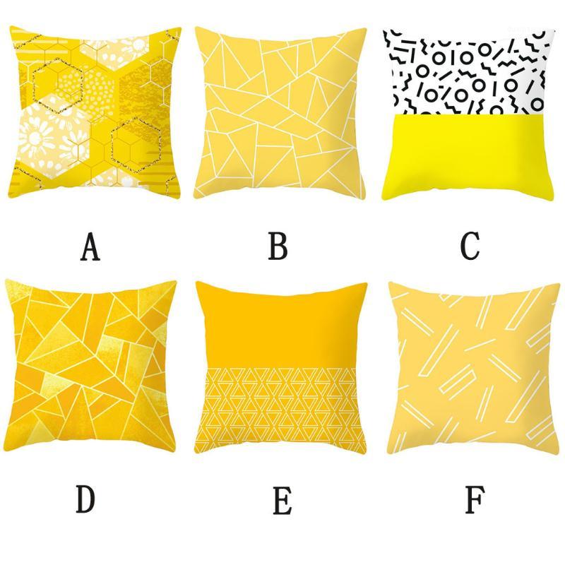 

45x45cm Yellow Striped Pillowcase Geometric Throw Cushion Pillow Cover Printing Cushion Pillow Case Bedroom Office l07241, Black