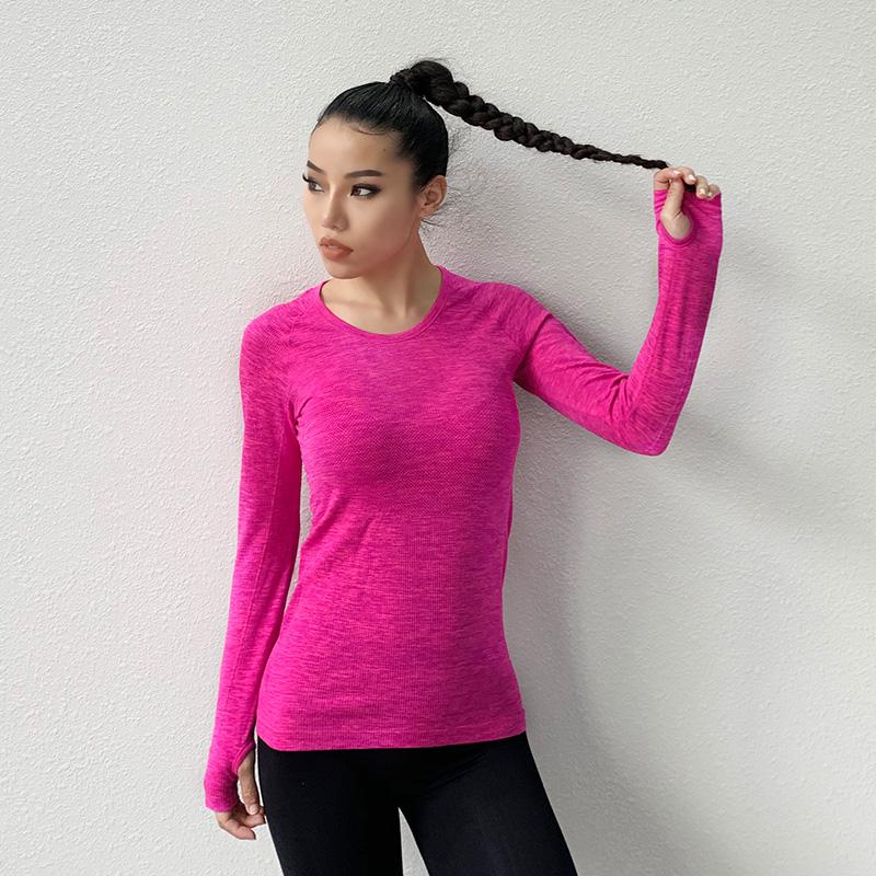 

Women' thumb exercise t-shirt 2020 new long sleeve running jacket yoga gym tight top quick dry breathable exercise jacket lady, Blue