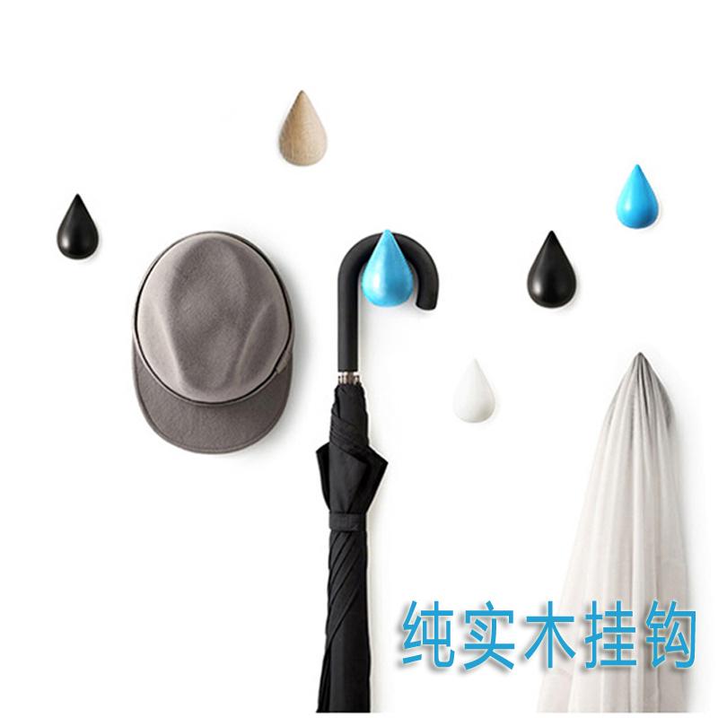 

Creative solid wood clothes and hats hook wall clothes hook wooden water droplets decorative hanging wall hall entrance hoo
