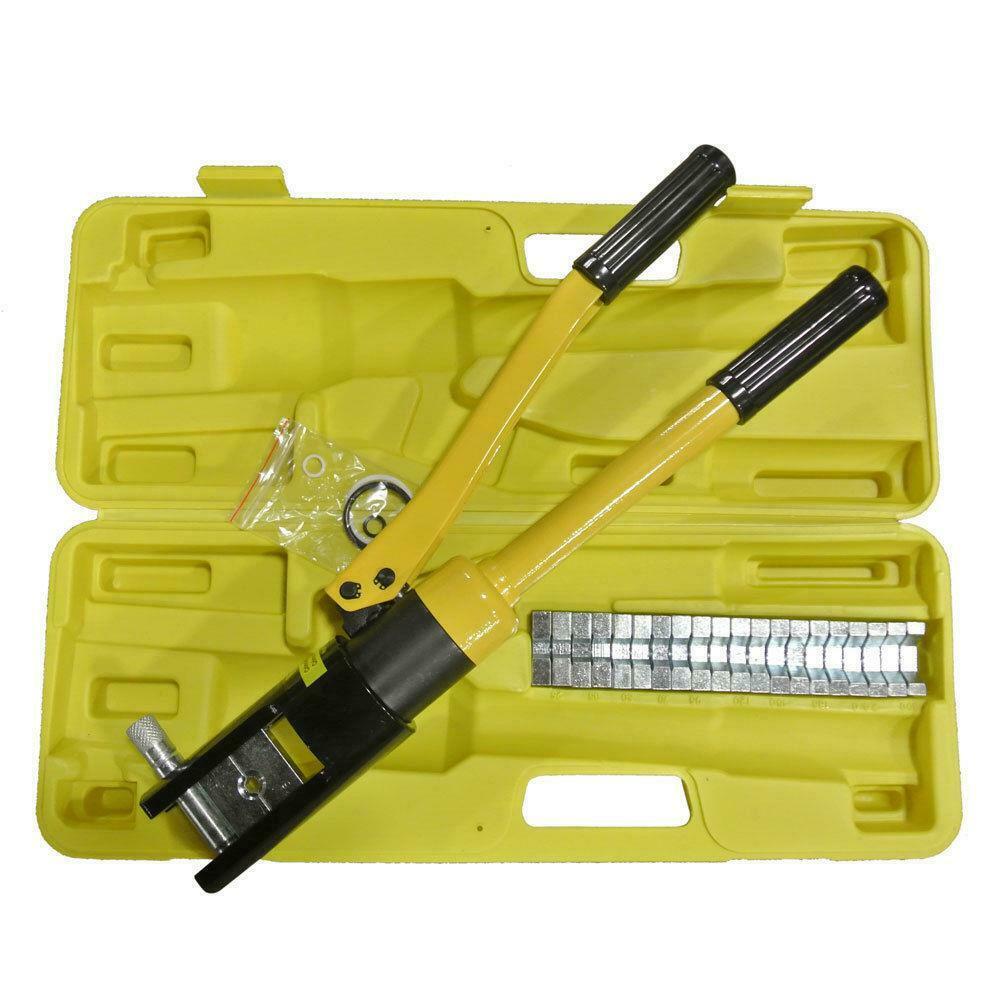 

16 Ton Hydraulic Wire Battery Cable Lug Terminal Crimper Crimping Tool 11 Dies