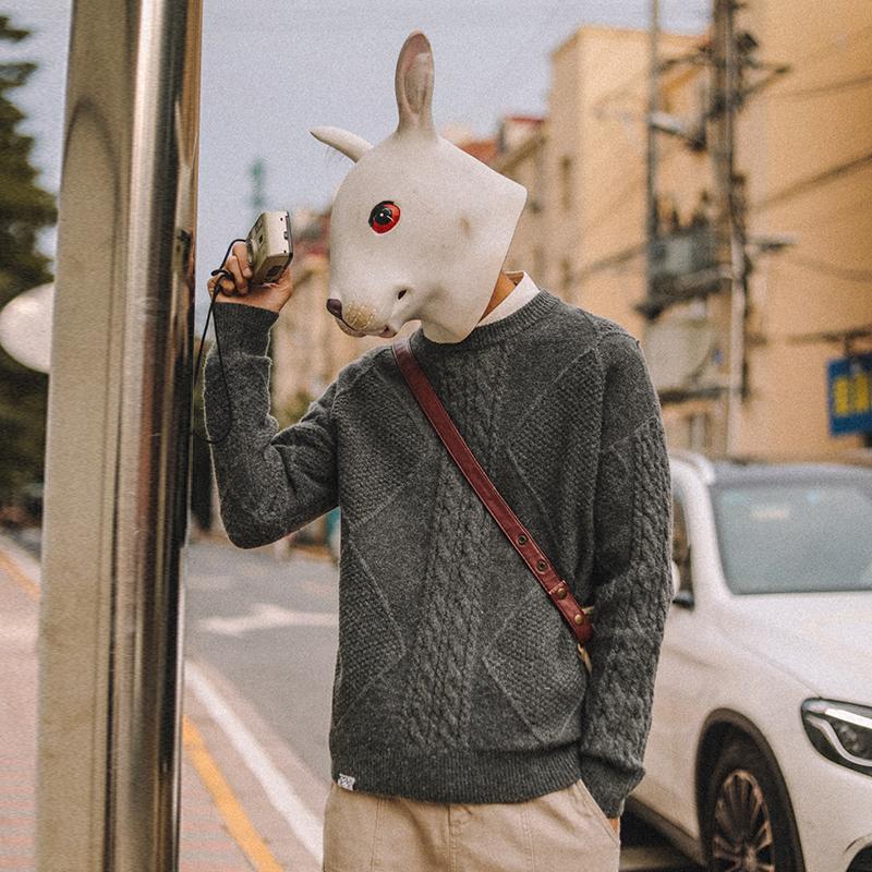 

Casual Loose Man Sweaters Japanese Fashion Crewneck Pullover Winter Knitted Man Sweaters Pull Hiver Men's Clothing DB60MY, Gray