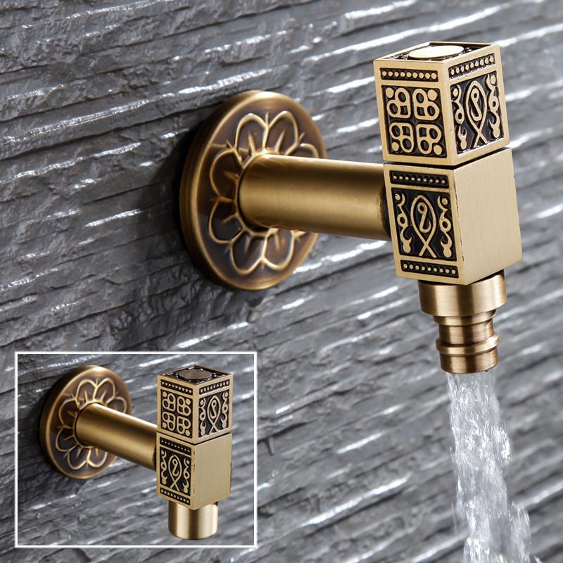 

Brass Wall Mount Bibcock Retro Tap Garden Faucet Bibcock Brass Retro Tap Bathroom Washing Machine Mop Antique WC Faucet