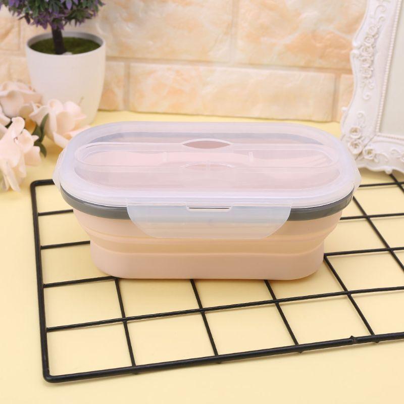 

Folding Collapsible Bento Silicone Lunch Box Bowl Container Storage Portable Microwave Dishwasher Safe