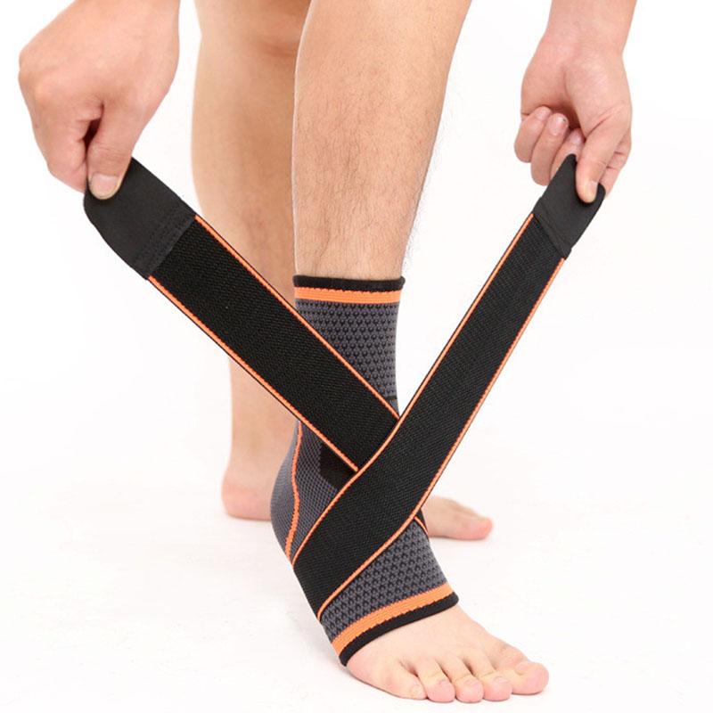 

1PC 3D Weaving Elastic Nylon Strap Ankle Support Brace Badminton Basketball Football Taekwondo Fitness Heel Protector, Green