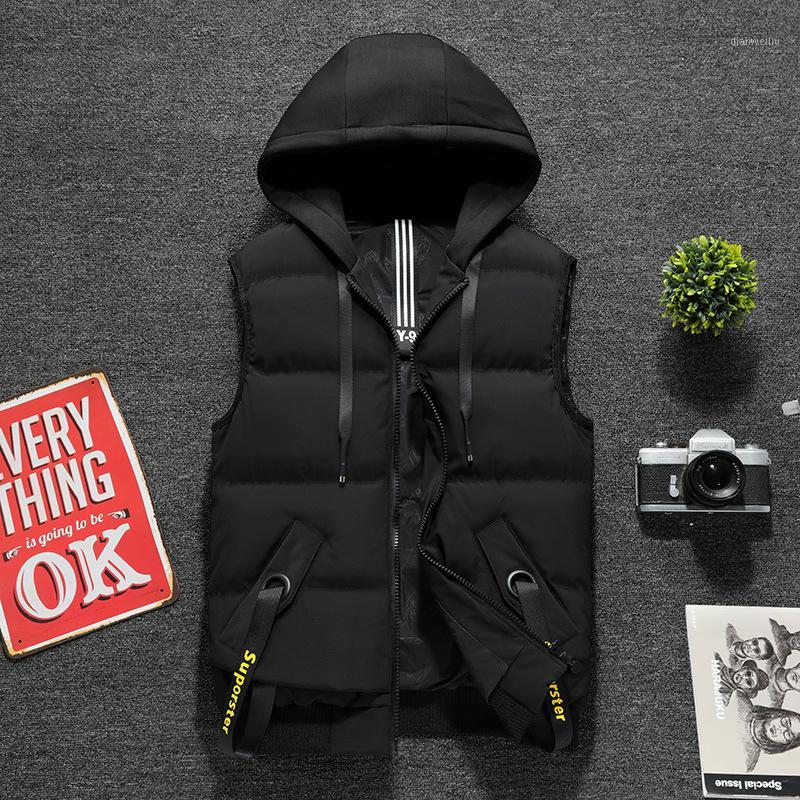 

Cotton Waistcoat Men's 2020 New Style Winter Men'S Wear Casual Hooded Waistcoat Young Warm Sleeveless Vest Fashi1, Black and white with pattern