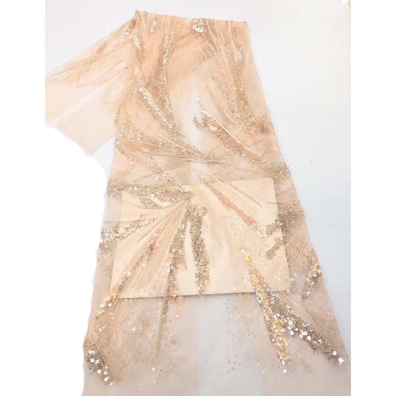 

High class evening dress tulle cloth hot sale French net lace fabric with sequins HNZ362(5yards/lot