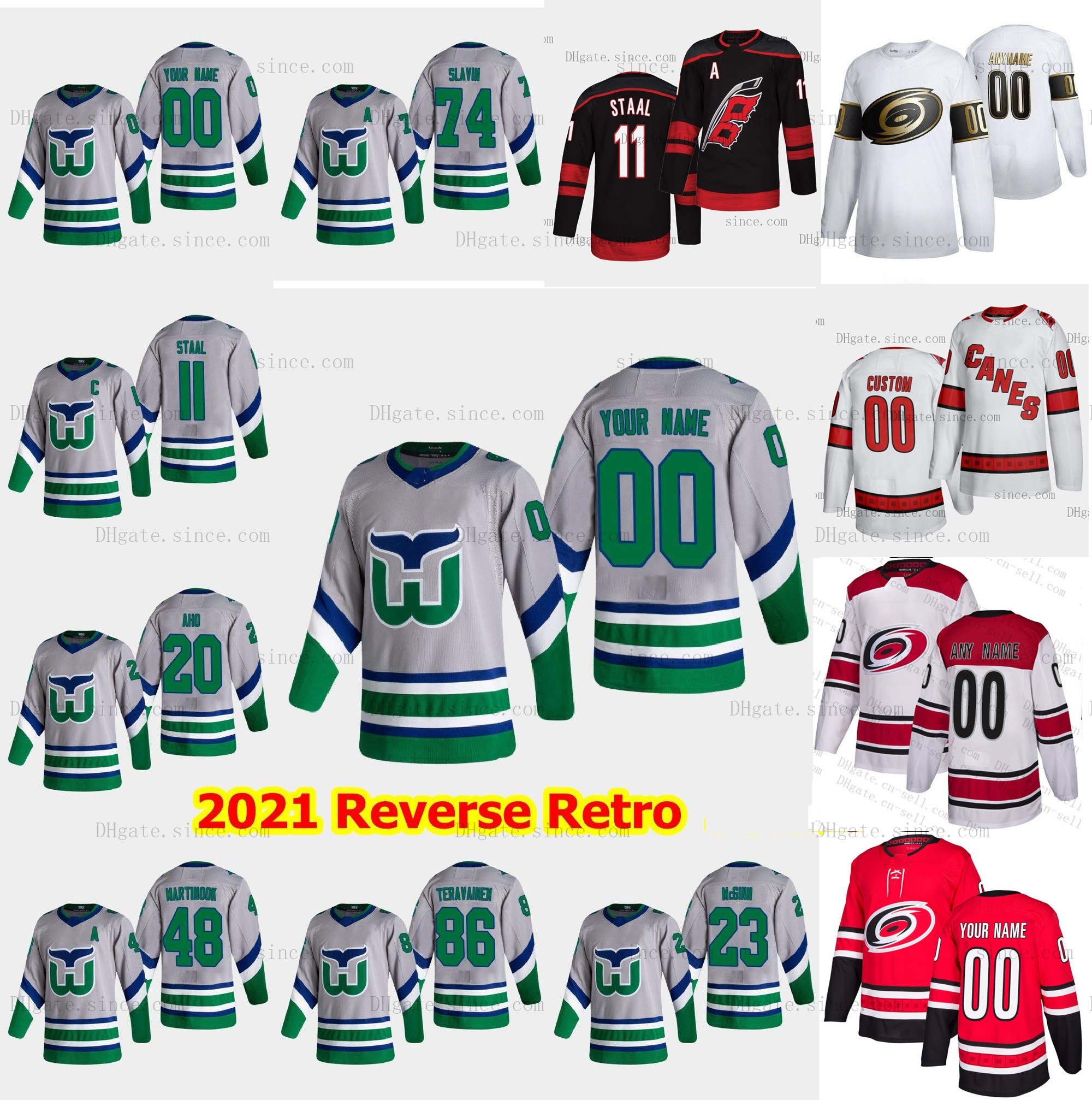 

2020-21 Reverse Retro Sebastian Aho Jerseys Carolina Hurricanes Andrei Svechnikov Williams Brady Skjei James Reimer Jaccob Slavin S-6XL, Black;red