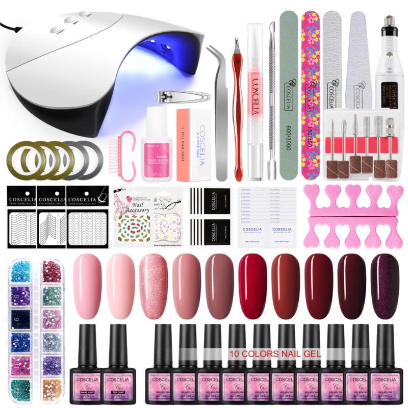 

Nail Set UV LED Lamp Dryer With COSCELIA Nail Gel Polish Kit Soak Off Manicure Set Gel Polish For Art Tools