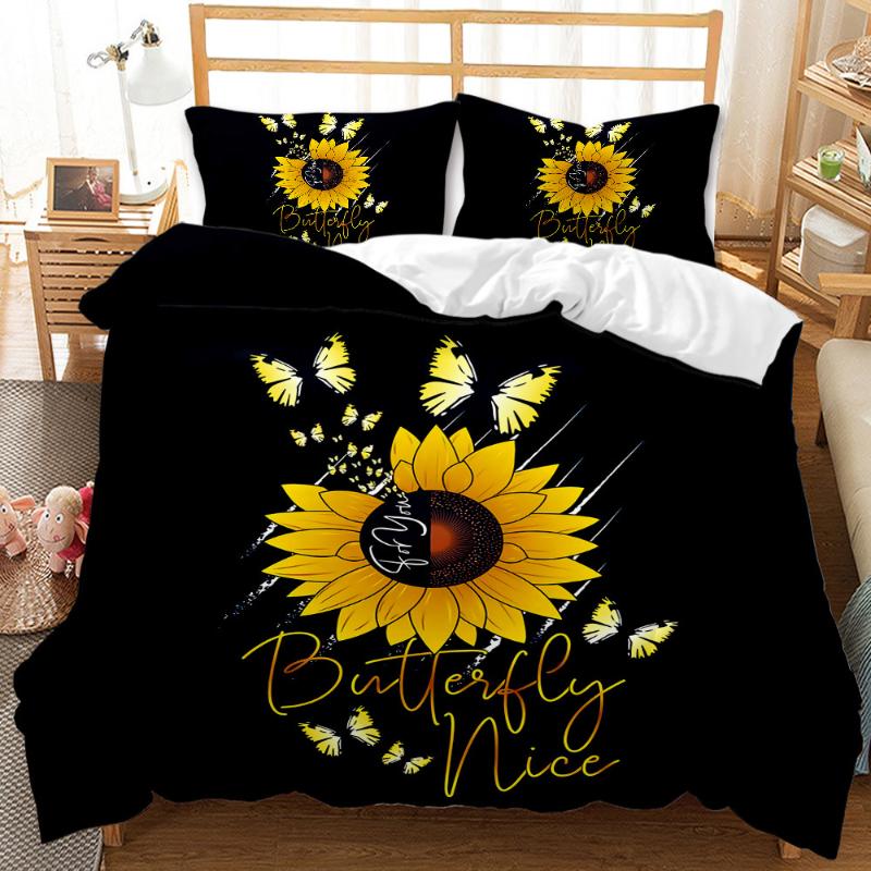 

Sunflowers Printed Duvet Cover 3pcs Sunny Painting Quilt Cover Bedding Set Queen King Comforter Single Double Bedclothes