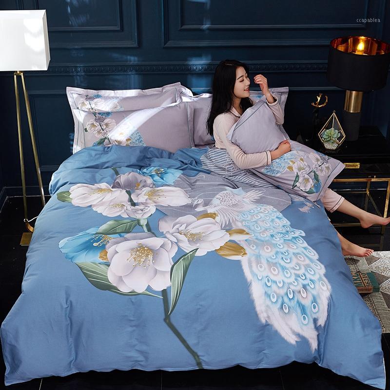 

100% cotton bedding set flower bed linen set 2020 new Bohemia style duvet cover+ flat sheet+Pillowcase 4pcs/set super king home1, Fuqing pink