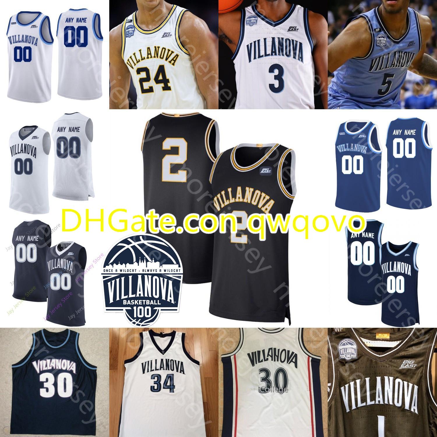 

Custom Villanova Wildcats Basketball Jersey NCAA College Jeremiah Robinson-Earl Saddiq Bey Swider Gillespie Samuels Moore Lowry Paschall, Black