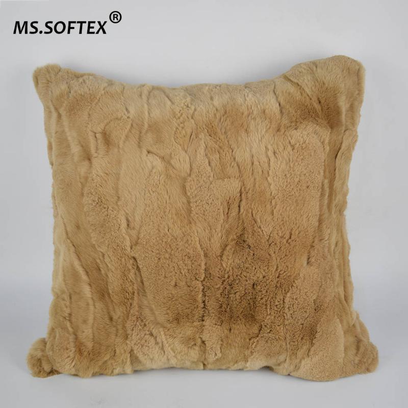 

MS.Softex Rex Fur Pillow Case Patchwork Natural Fur Cushion Cover Pillow Cover Home interior Decoration FREE SHIPPING, Beige