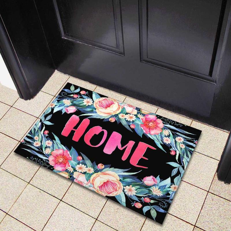 

Zeegle Flower Leaf Printed Doormats Outdoor Absorbent Bathroom Mats Home Entrance Mats Anti-slip Bedroom Carpets Bedside Rugs, Pink