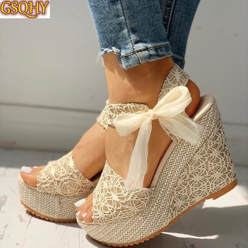 

Women Sandals Summer Wedge Female Bohemia Ladies Platform Bowknot Ankle Strap Girls Shoes Open Toe Woman High Heel Sandal 2021, Black4