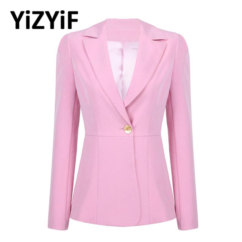 

Women Formal Blazer Notch Lapel Long Sleeves Single Button Solid Color Business Blazers Lady Office Work Suit Femme Jacket Coat, Ivory