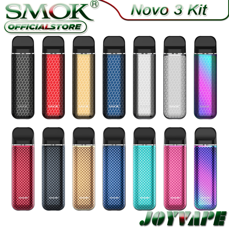 

SMOK NOVO 3 Pod System Kit 25W 800mAh with 2ml 0.8ohm Novo 3 Mesh Pod Side Fill System Draw-activated Pod Vape Kit, Iml cobra series mixed