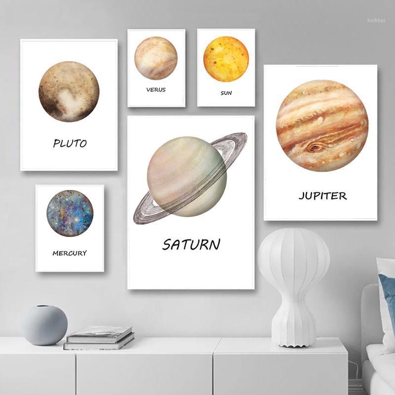 

The Solar Syetem Wall Art Painting Ten Planet Canvas Poster Print Saturn Earth Picture Nordic Room Decoration1