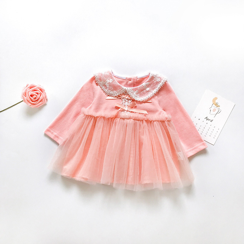 

2021 New Kids Clothes Baby Girls Princess Lace Pageant Birthday Wedding Party Ball Gown 0-3y 8m8l, Pink
