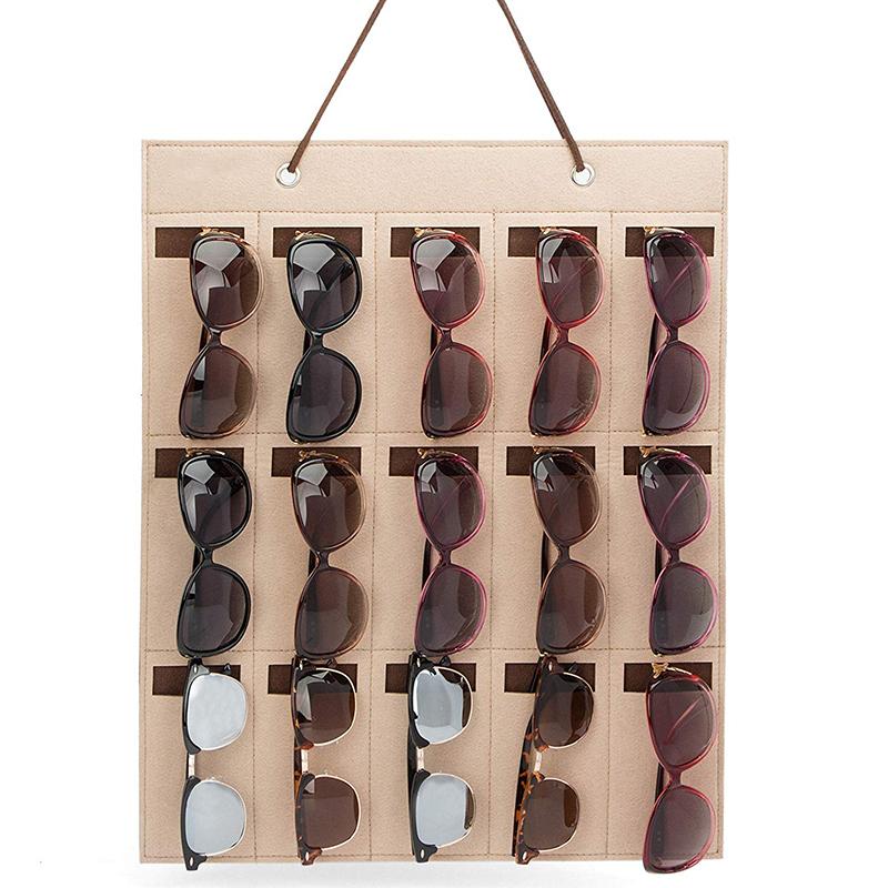 

High Quality Glasses Bag 15 Slot Grids Eyeglass Sunglasses Glasses Storage Display Grid Stand Case Box Holder Organizer