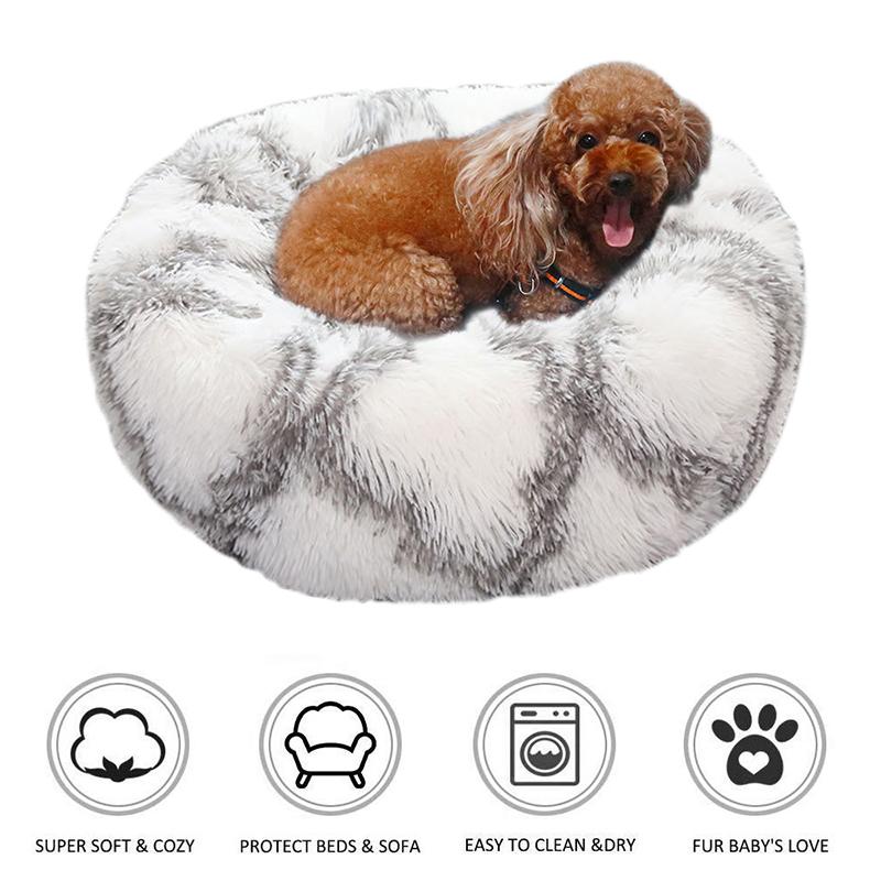 

Long Plush Pets Dog Round Nests Warm Soft Cat Sleeping Bed Small Medium Dogs Cushion Winter Pets Kennel