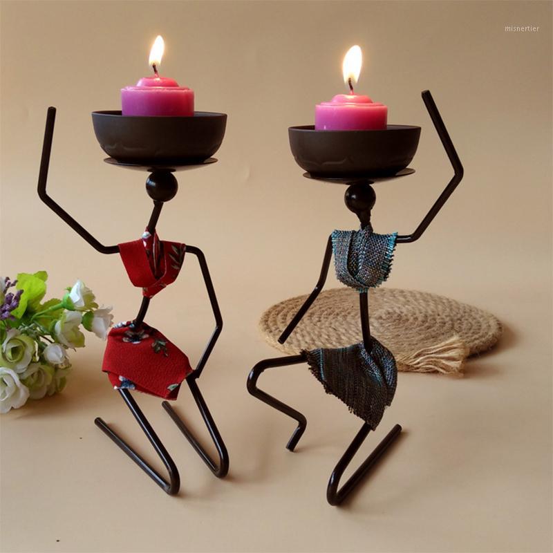 

African Woman Metal Candle Holder Abstract Character Sculpture Candlestick Candle Stand Home Desktop Decor Candelabra Art Gifts1