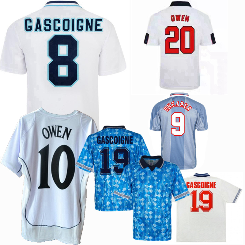 

1980 1989 1990 1991 1992 1993 1996 1998 2002 England retro soccer jersey Gascoigne SHEARER classic vintage home away Beckham football shirt, 1980 home