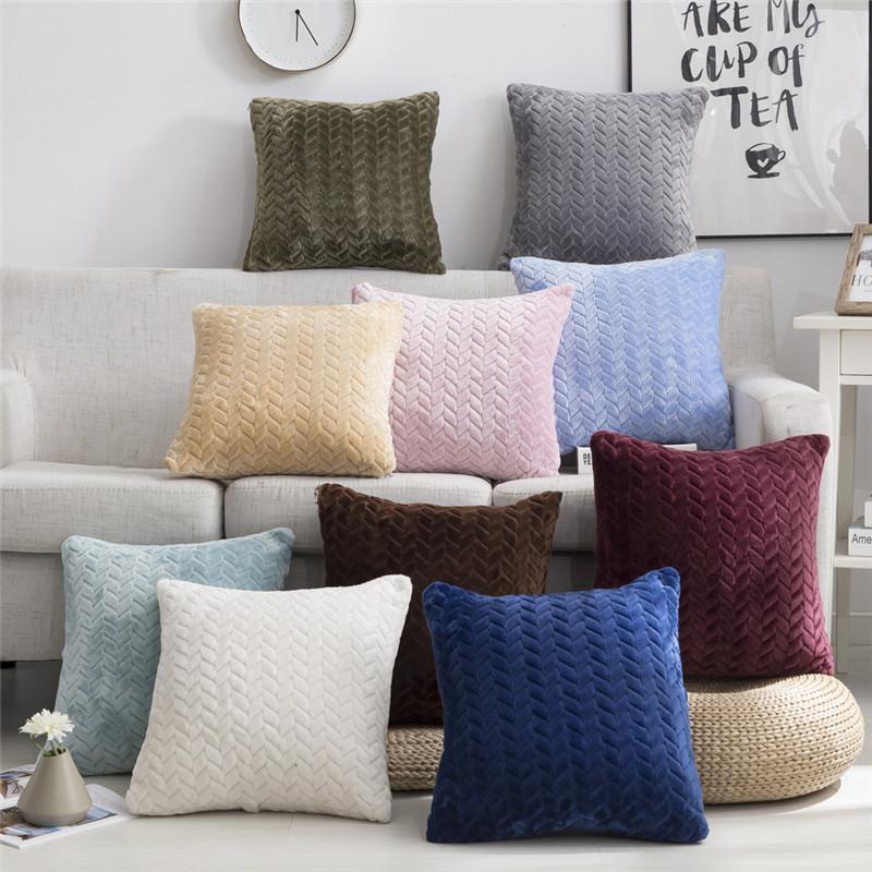 

Solid Geometry Leaves Plush Square Cushion Cover 43*43cm Throw Pillow Case Sofa Car Seat Chair Home Decorative housse de coussin