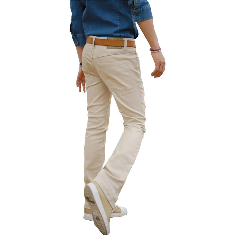 

Flare-leg Casual Boot Cut Jeans High-fashion White Male Pants Size 27-36 38 Njqr, Creamy-white.