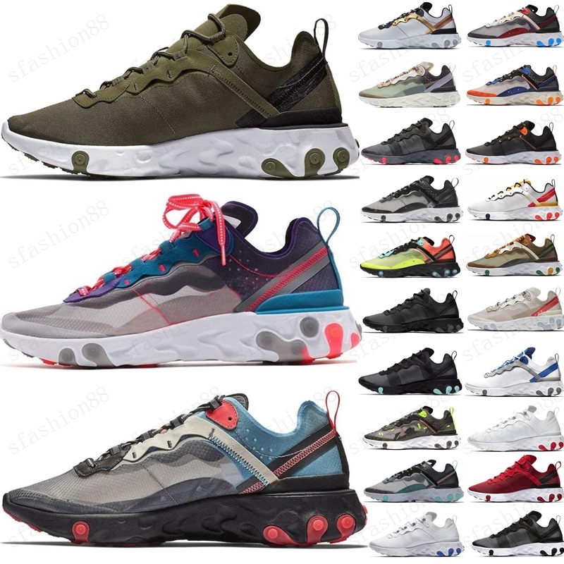 

2021 React element 87 55 mens running shoes Tour Yellow UNDERCOVER Camo Red men women Sail triple black white Taped Seams sports sneakers, Box