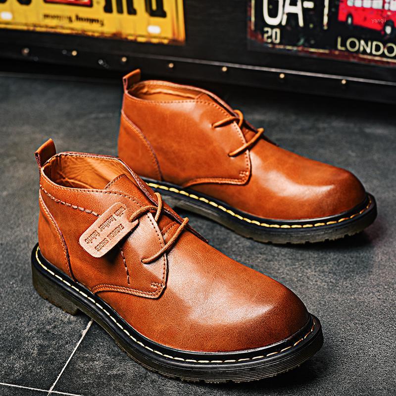 

Fashion Male Ankle Boots Lace-up Dress Tooling Botas Formal Shoes Winter Shoes Men Genuine Leather Spring Basic Boots1, Brown
