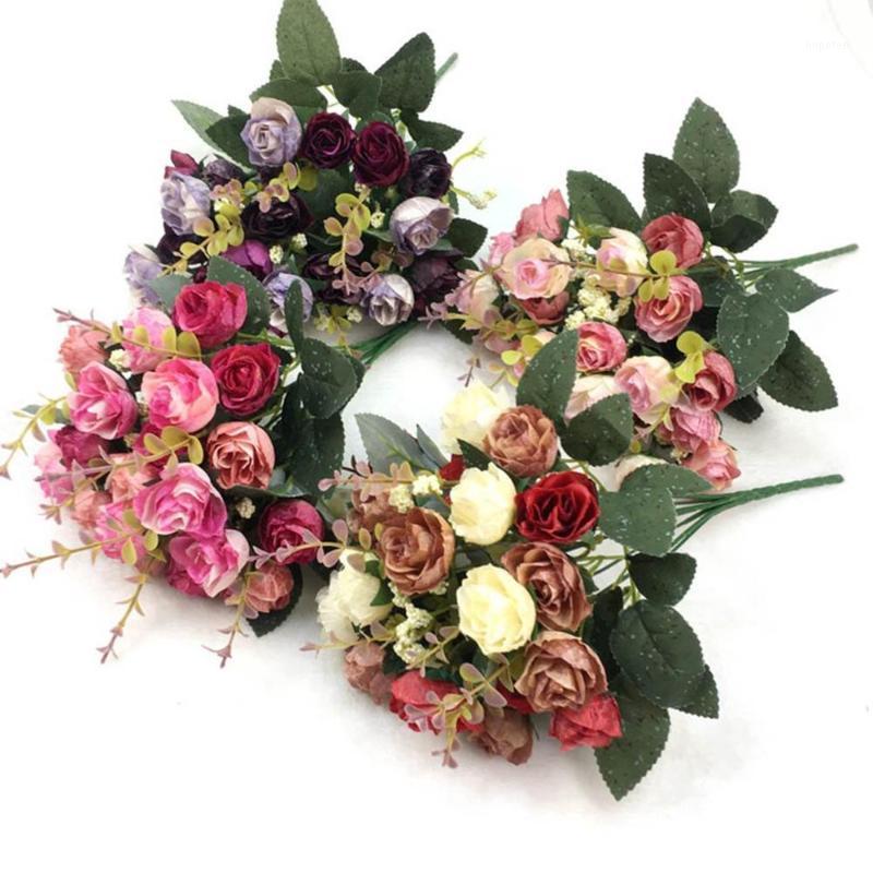 

21 Heads Silk Rose Artificial Flowers Bouquet Bunch Wedding Party Decor Romantic DIY Flowers Simulation Flower Home Decoration1