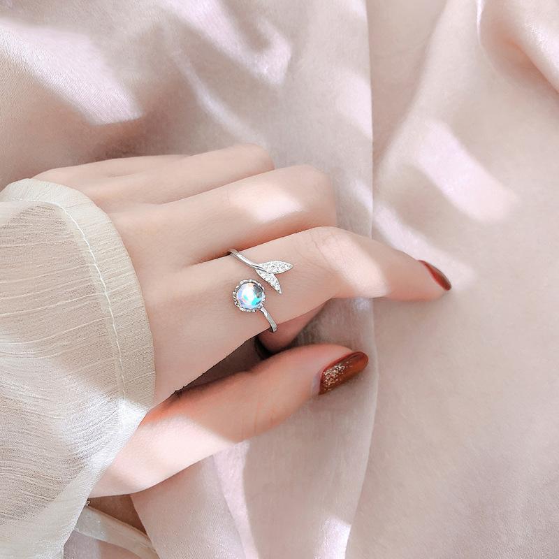 

Cluster Rings Silver Plated Finger Mermaid Ring Adjustable For Women Wedding Engagement Jewelry Stylish Personality Design